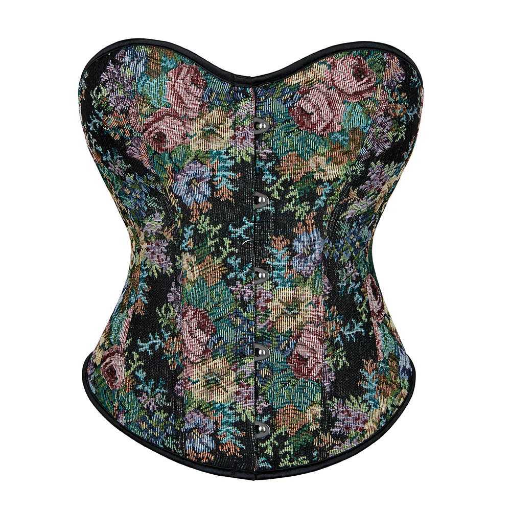 Floral corset vintage Bustier top medieval shoulder Korset Basque W250325