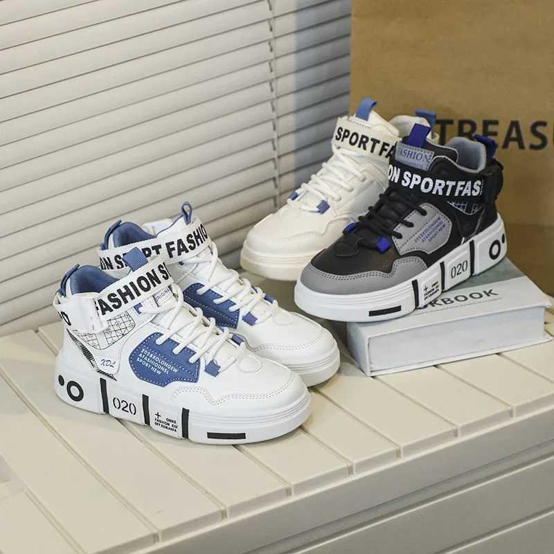 Brand childrens sports shoes casual shoes boys high board shoes leather basketball sports shoes childrens casual sports walking shoes W250324