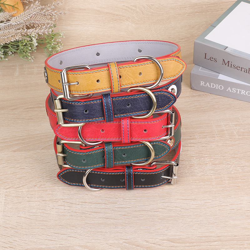 Comfortable Customizable Two-Tone Canine PU Collar Hypoallergenic Soft Microfiber Material