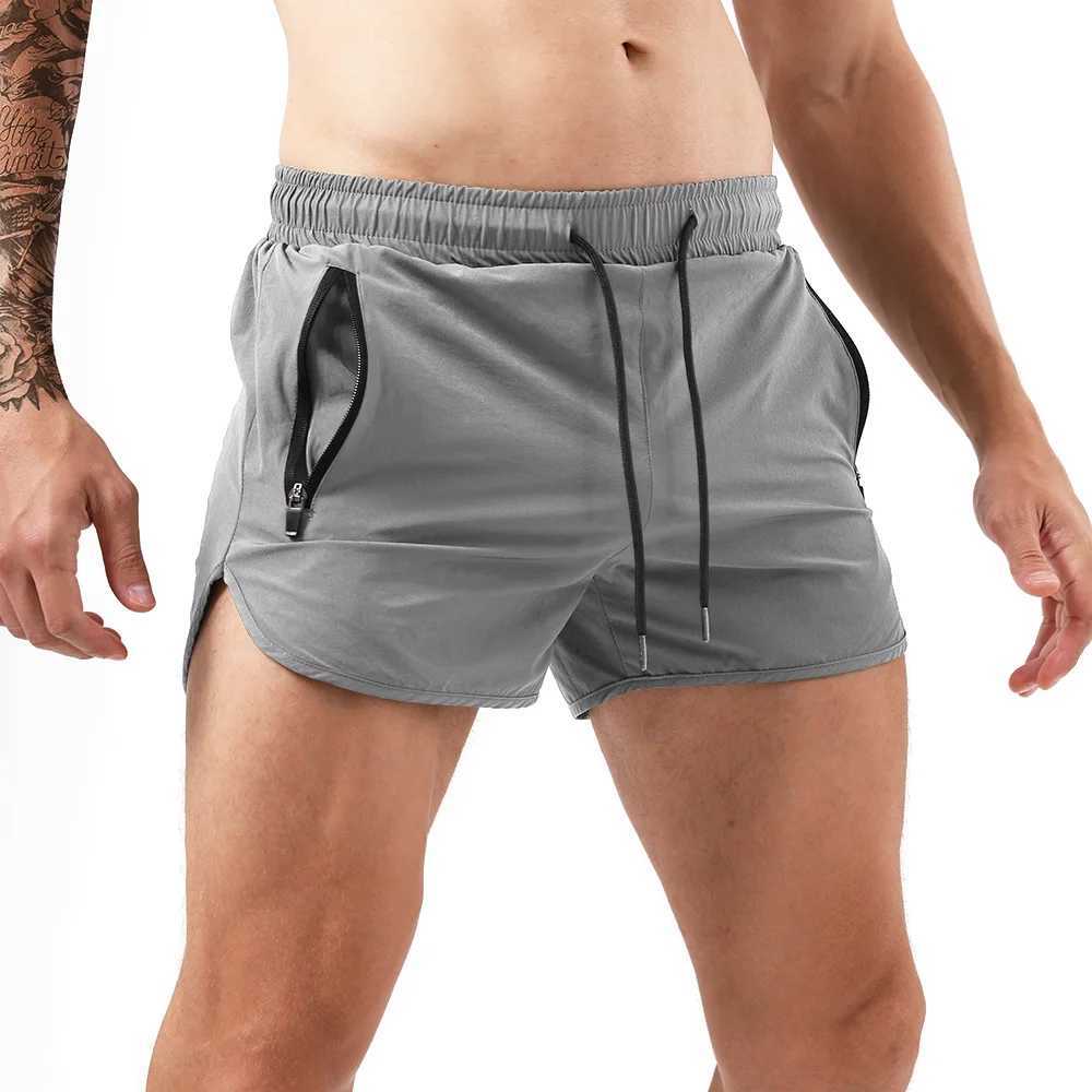 Zipper pocket sports shorts for men running and fitness training quick drying swim trunks three-point lace up beach shorts 0 colors W250324