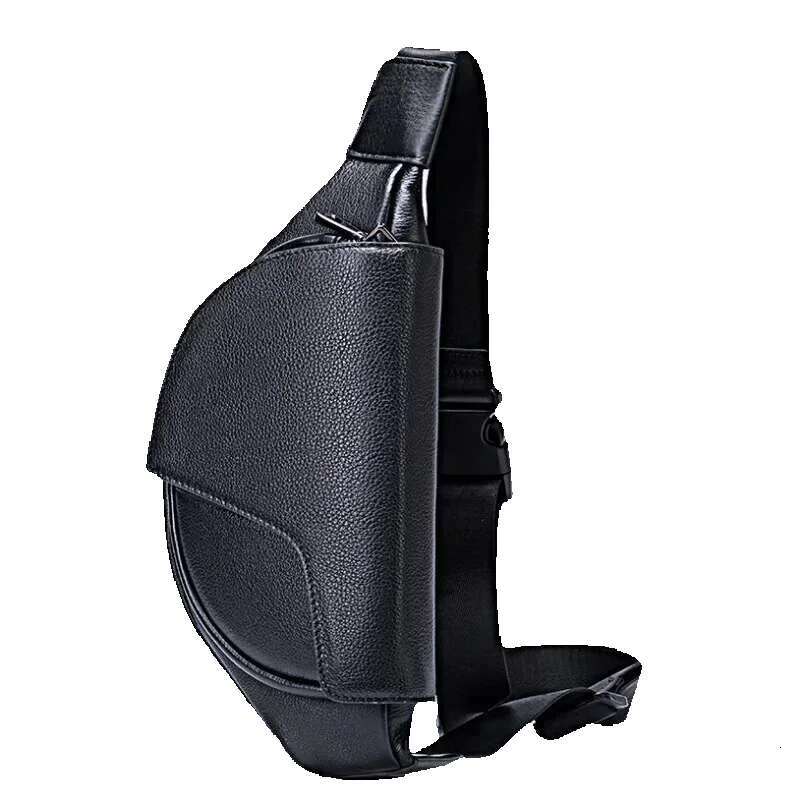 Casual Genuine Leather Men Women Chest Shoulder Bag First Layer Cowhide Waist Pack Unisex Sg Crossbody Bags