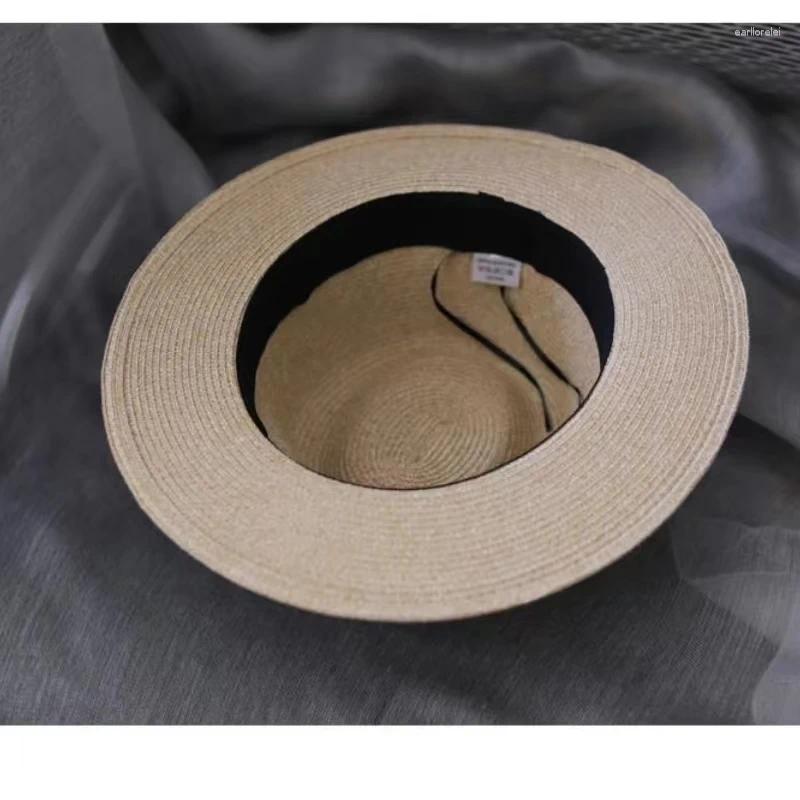 Berets Natural Panama Soft Shaped Straw Hat Summer Women/Men Wide Brim Beach Sun Cap UV Protection Fedora Birthday Gift