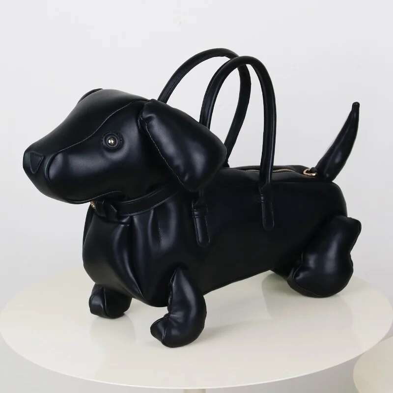 Women's Fashion Creative Design Cute Dahund Handbag PU Soft Leather Shoulder Messenger Bag