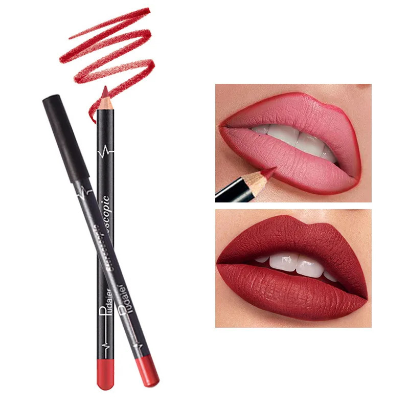 Pudaier 12pcsset Multicolor Lip Liner Pencil Coloring Lip Makeup Beauty Tools Waterproof Long Lasting Cosmetic Lipliner Pen kit 250324