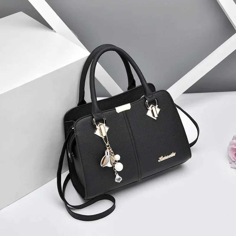 New elegant two handed bag womens fashionable zipper handbag casual artificial leather shoulder bag Z250324
