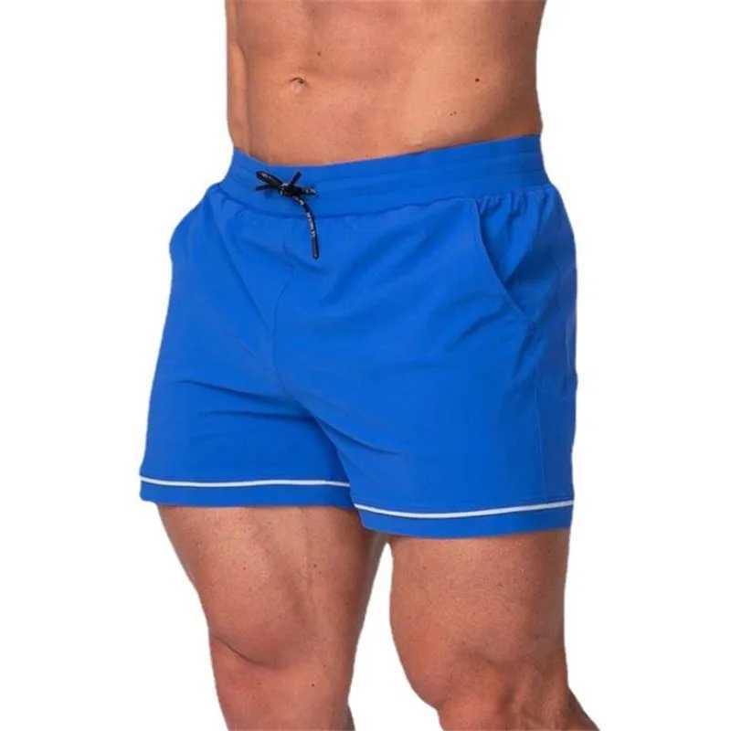 Mens running shorts gym fitness training sportswear mens shorts knee length beach sports pants bottom W250324