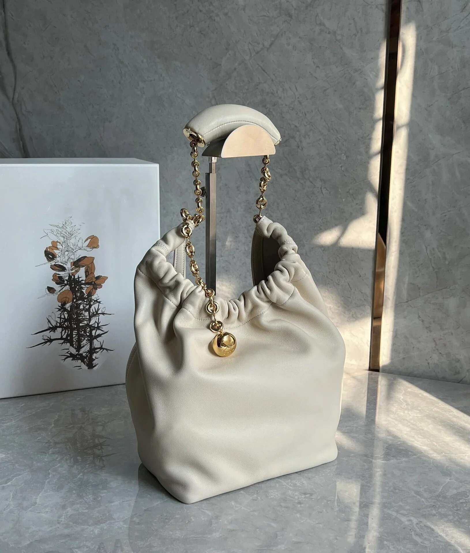 Chain Purse Women Ladies Single Shoulder Underarm Chain Strap Genuine Leather Bag Handbag Wrinkled