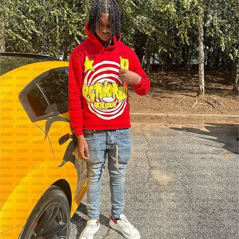 Harajuku jacket anime printed mens hooded sweater oversized long sleeved zipper top casual 250318