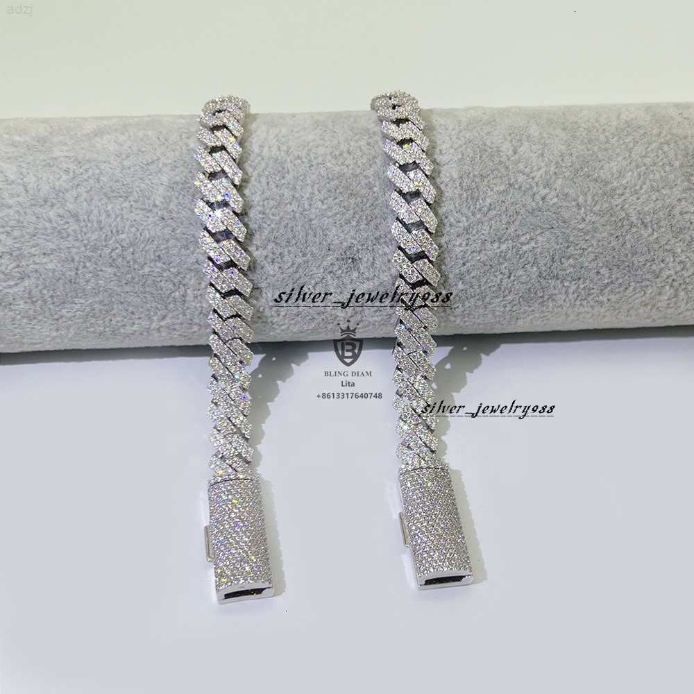 Selling Wholesale Price Custom Bling 10mm Women 25 Silver Moissanite Miami Cuban Link Bracelet