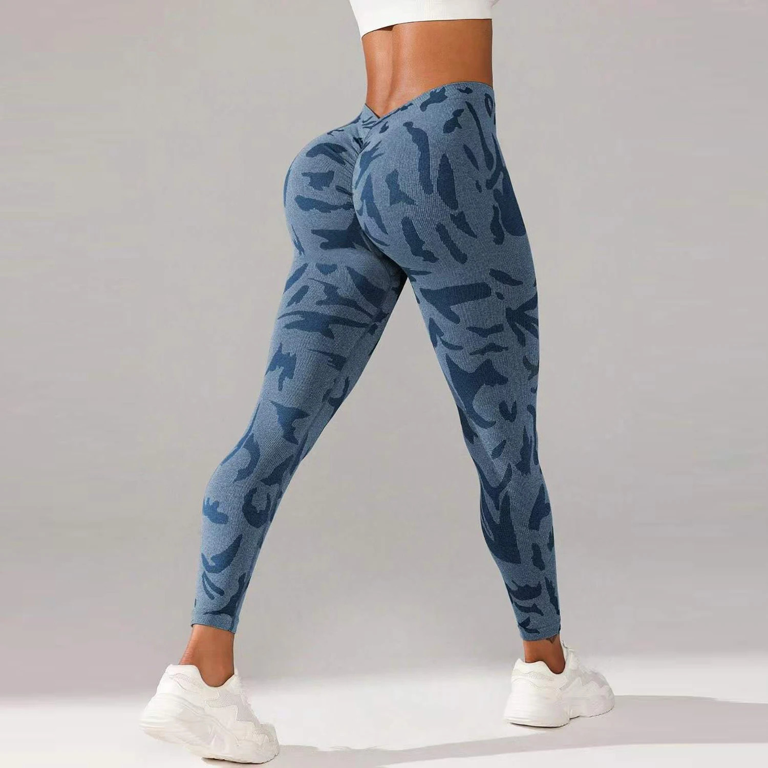 Womens camouflage Vback gym leg and hip lifting fitness exercise twisted yoga pants sports leggings 250324