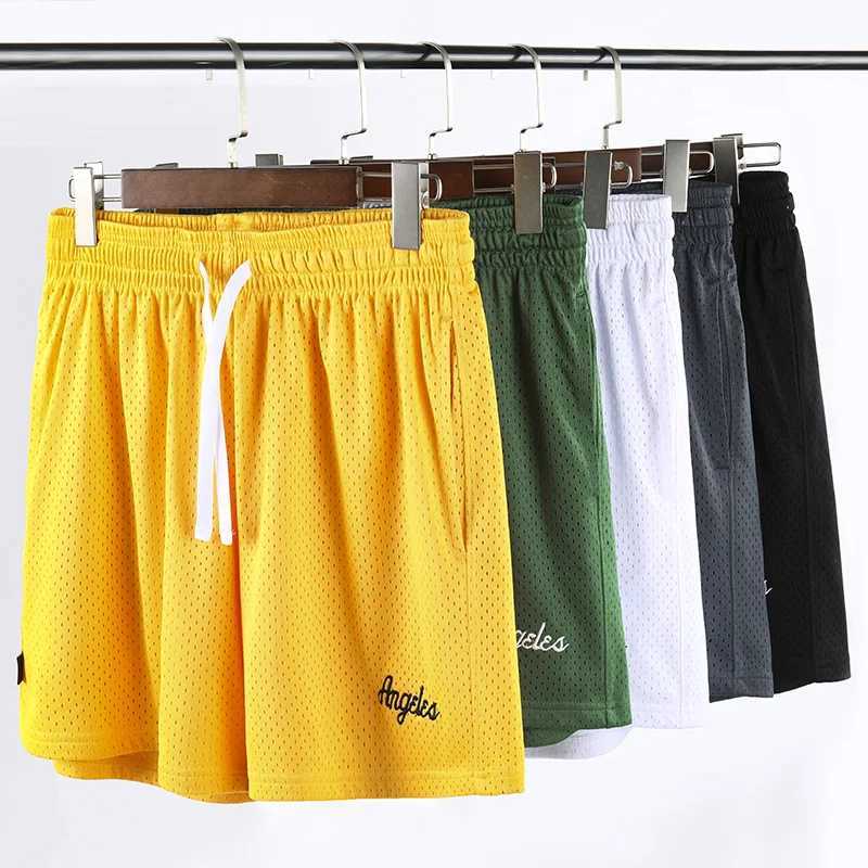 Mens running shorts solid color double-layer mesh American basketball shorts quick drying gym outdoor pants W250324