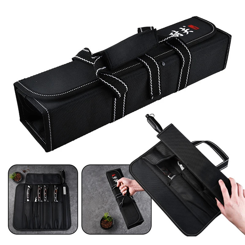 Kitchen Cooking Chef Knife Roll Bag Suitcase Portable Durable Storage 6 Bags Black Tool Holder 250324