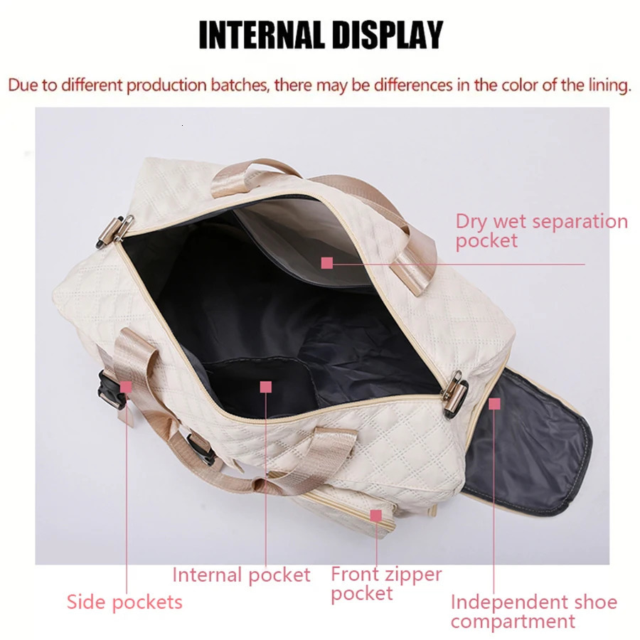 Durable Nylon Travel Duffle Bag Portable Sports Gym Bag for Overnight Trips Shoulder Duffel Training Bag Spacious Argyle 250314