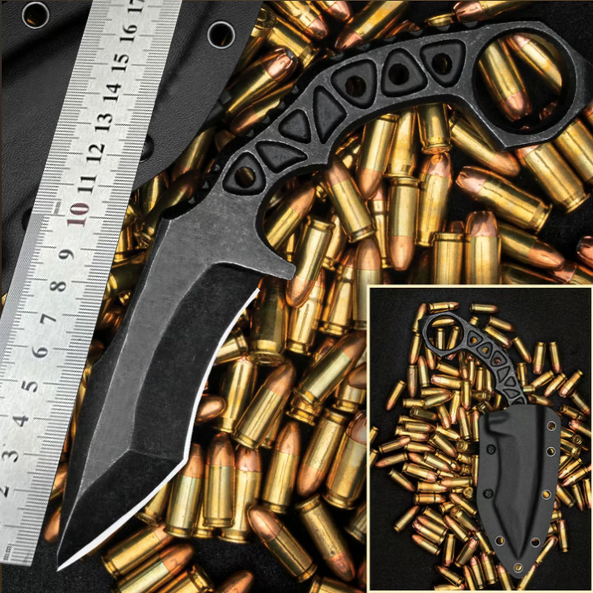 Outdoor Tactical Multifunctional Survival for Camping Hiking and SelfDefense Straight Knife with Sheath