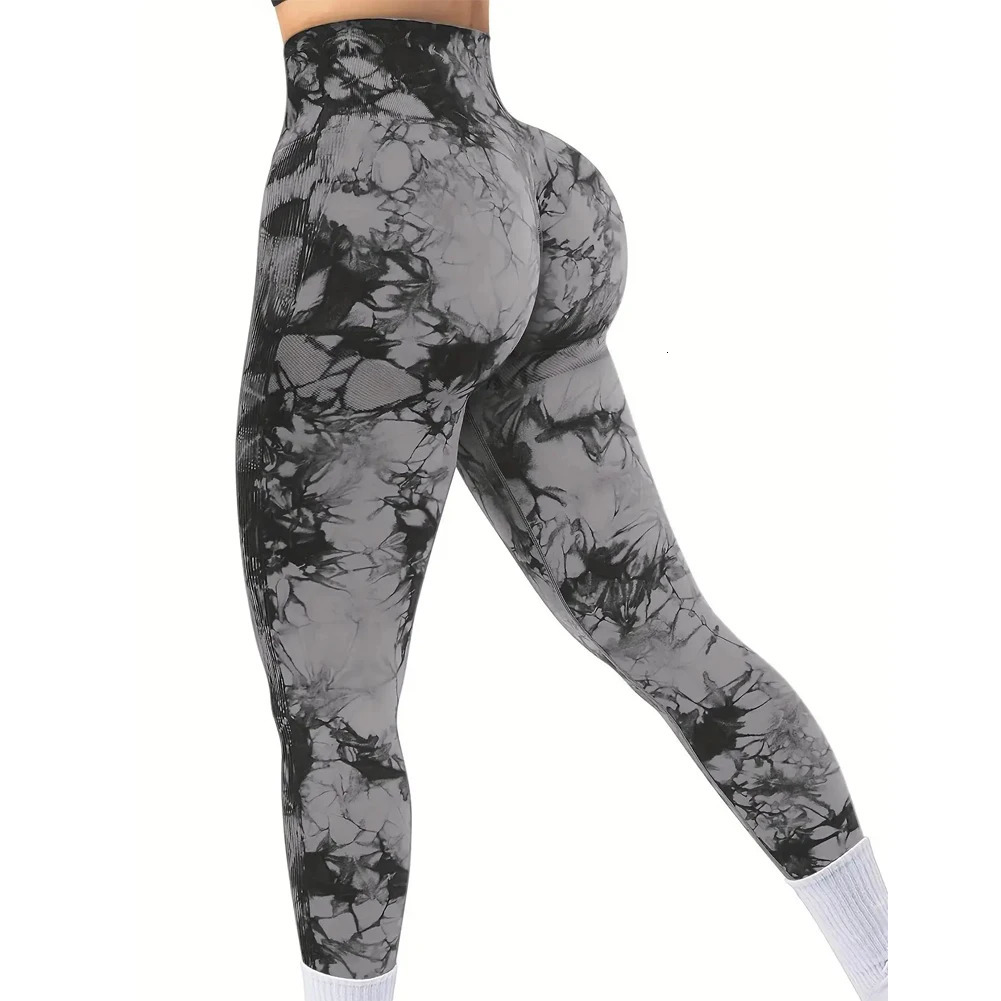Womens tie dye seamless peach hip high waist pants elastic fitness yoga y250324Z
