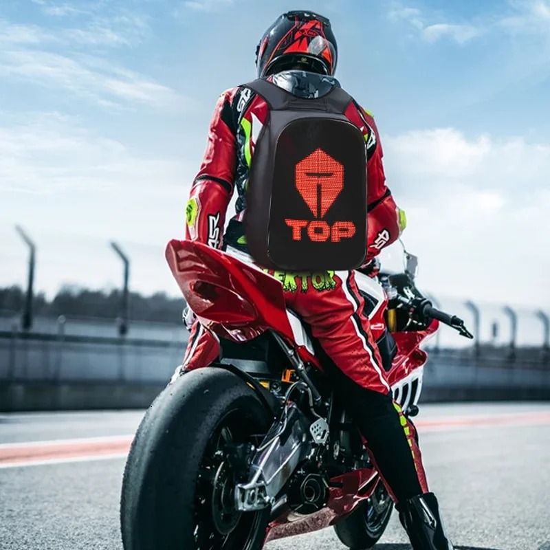Large Motorcycle Riding Hard Shell Helmet Bag Full Helmet LED Backpack Luminous Display LED Screen Backpack 250321
