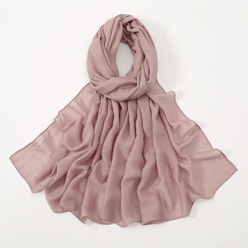 K228 Cross-border high-quality thin modal single color thin edge small size breathable rayon shawl cotton and linen women's scarf headscarf
