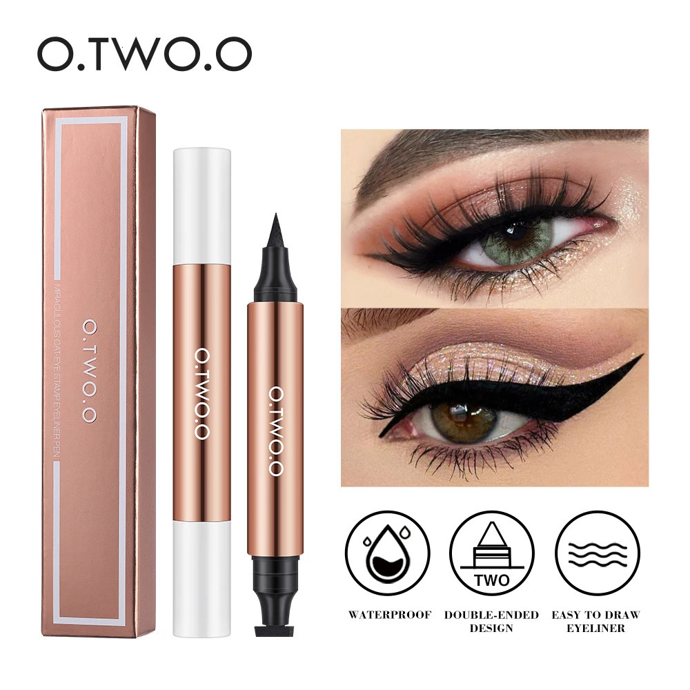 Eyeliner Stamp Black Liquid Eyeliner Pen Waterproof Fast Dry Double-ended Eye Liner Pencil Make-up for Women Cosmetics 250324