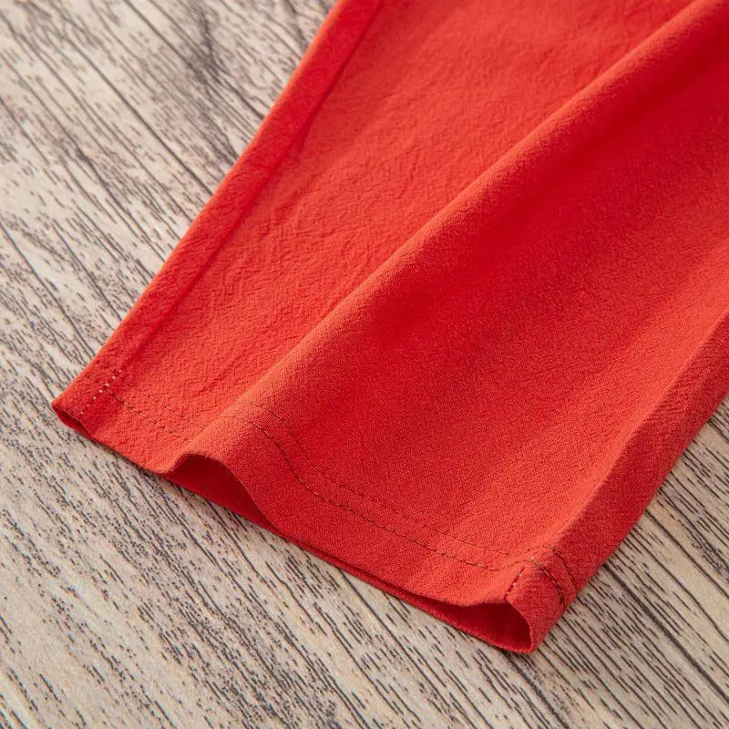 Womens summer casual loose harem elastic waist cotton linen pants 250324Z