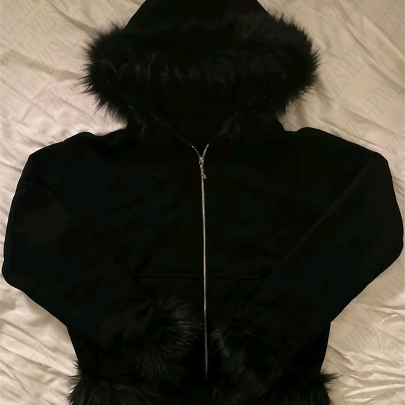 Solid Color Plush Heavy Duty Hoodie Casual Fashion Y2K Top Emo Girl Urban Rock Aesthetic Pure Cotton Retro Street Womens Hoodie 250324