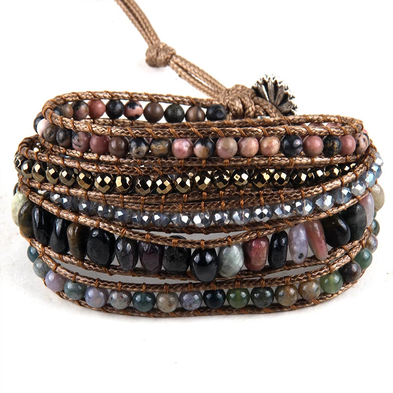 Fashion Bohemian Jewelry Natural Stones er 5 Strands Mix Handmade Wrap Bracelets Festival Gift 250318