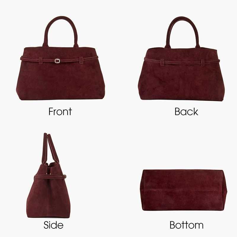 Donna in Natural Suede Burgundy handbag large capacity Chamois top handle handbag suitable for womens work with detachable shoulder straps Z250324
