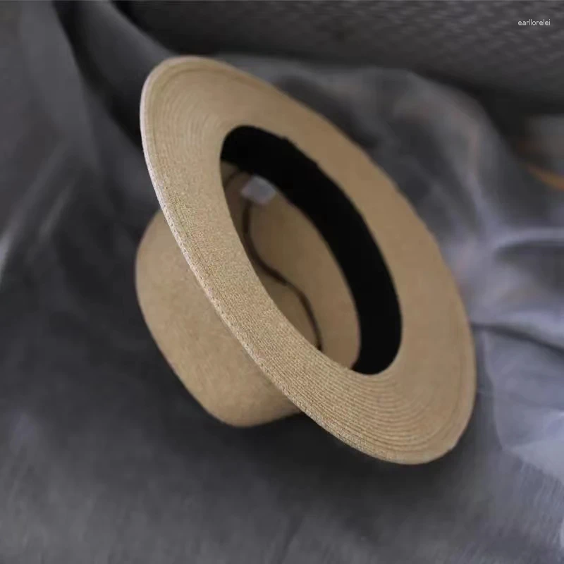 Berets Natural Panama Soft Shaped Straw Hat Summer Women/Men Wide Brim Beach Sun Cap UV Protection Fedora Birthday Gift