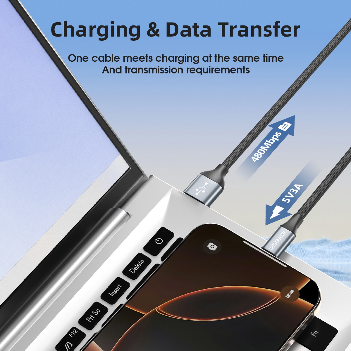USA STOCK ESEEKGO G-62AC USB-A to Type-C Data Cable 6.6FT With Retail Package ship in 2 days