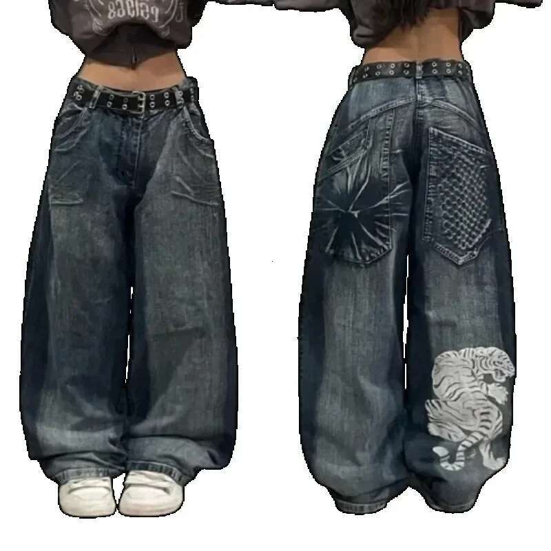 bestselling vintage personalized printed jeans Punk Hip Hop Goth loose straight denim street wear