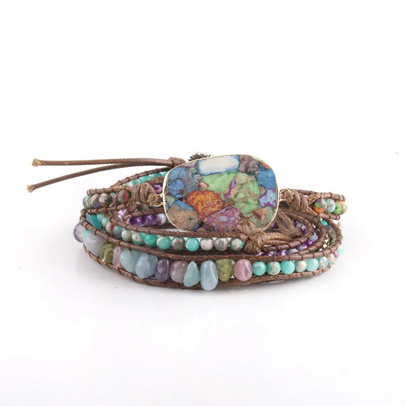er Women Vegan Boho Bracelet Handmade Mixed Natural Stones Charm 5 Strands Wrap Bracelets Women Jewelry 250318