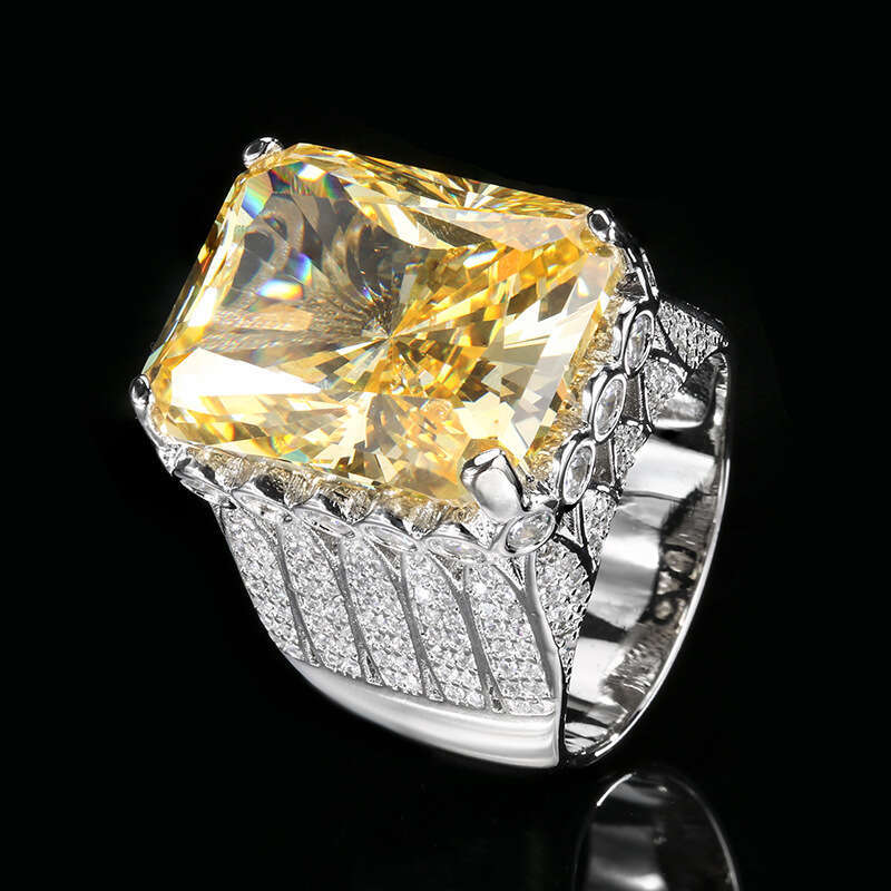 Autumn and Winter New Zhuangsheng Jewelry Copper Bottom Gold Plated Simulation Redion Cut Square Diamond Closed End Ring Main Stone 15 * 20