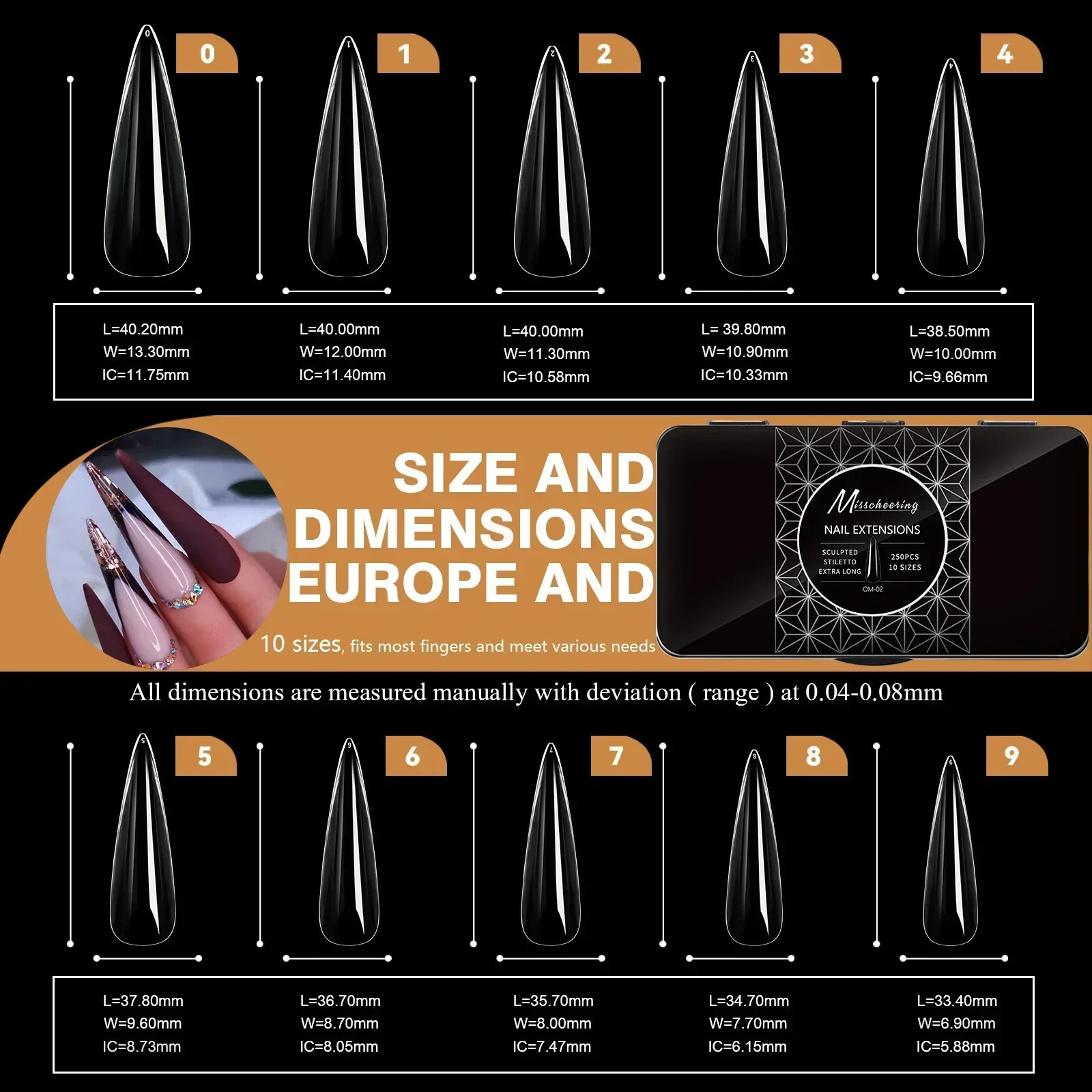 Soft gel false tip box natural carved ballet coffin almond false nail full set of high-quality nail pressing products 250324