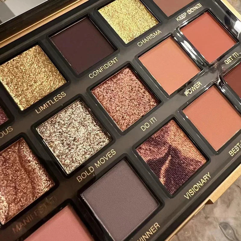 18 Colors Golden Eye Shadow Palette Pearl Rose Gold black punk style Pearlescent Flow Glitter Matte Eyeshadow Palette Makeup 250322