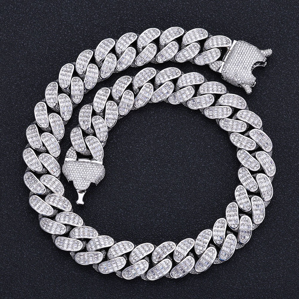 Pass the test 18mm Ice out Sier Moissanite k high quality Hip Hop Jewelry for men Cuban crypto chain with GRA certificate