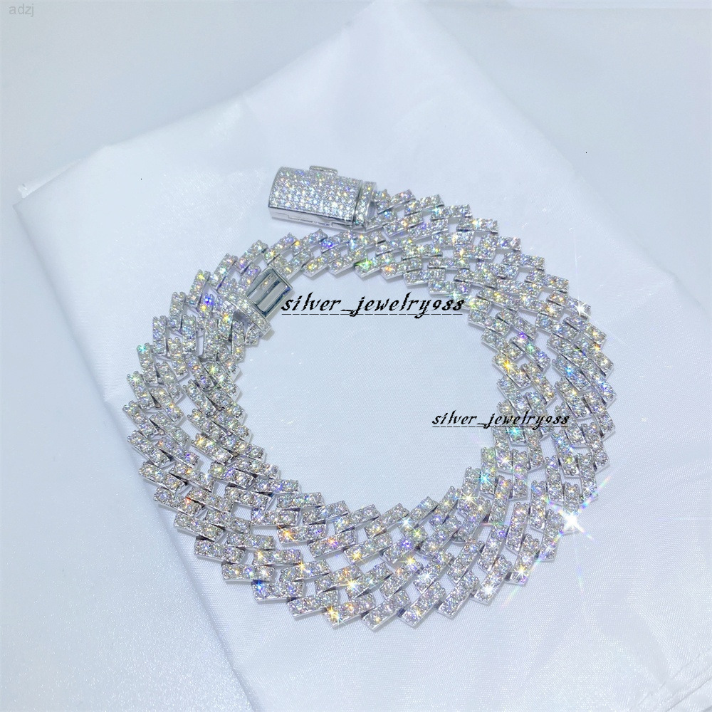 Hip Hop Jewelry Heavy Mens Moissanite Diamonds 22 Miami Cuban Link Chain Necklace 8mm Sterling Silver Cuban Chain