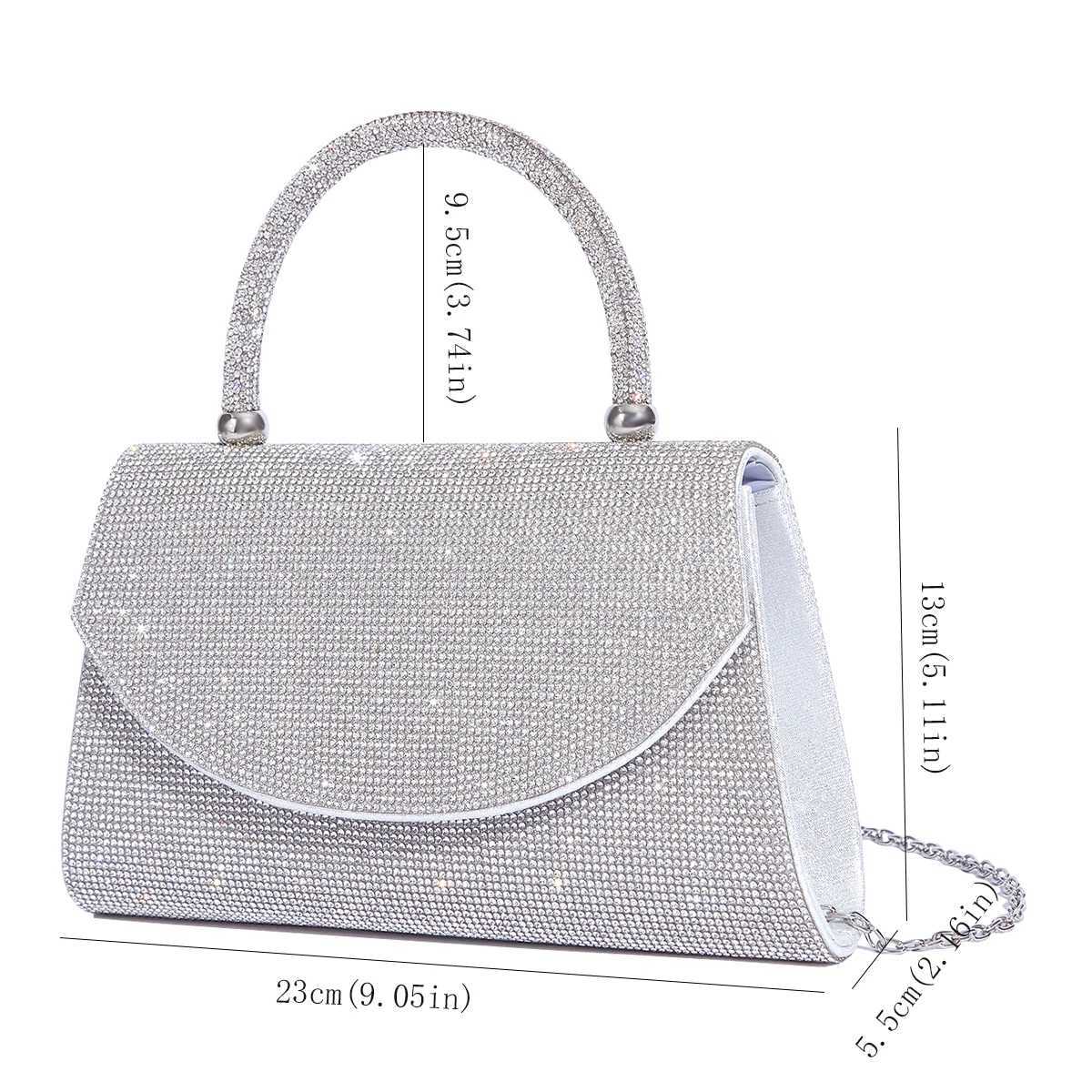 rhinestone handbag party sparkling evening bag fashionable shoulder bag wedding silver bag womens wallet Z250324