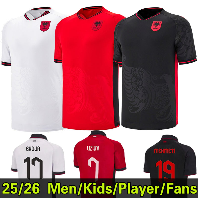 2025 2026 Albania Soccer Jersey BROJA ASANI DJIMSITI 25/26 Islands National MEHMETI K.BARE ASLLANI UZUNI HYSAJ Team Home red Away white 3rd black Football Shirts Kit