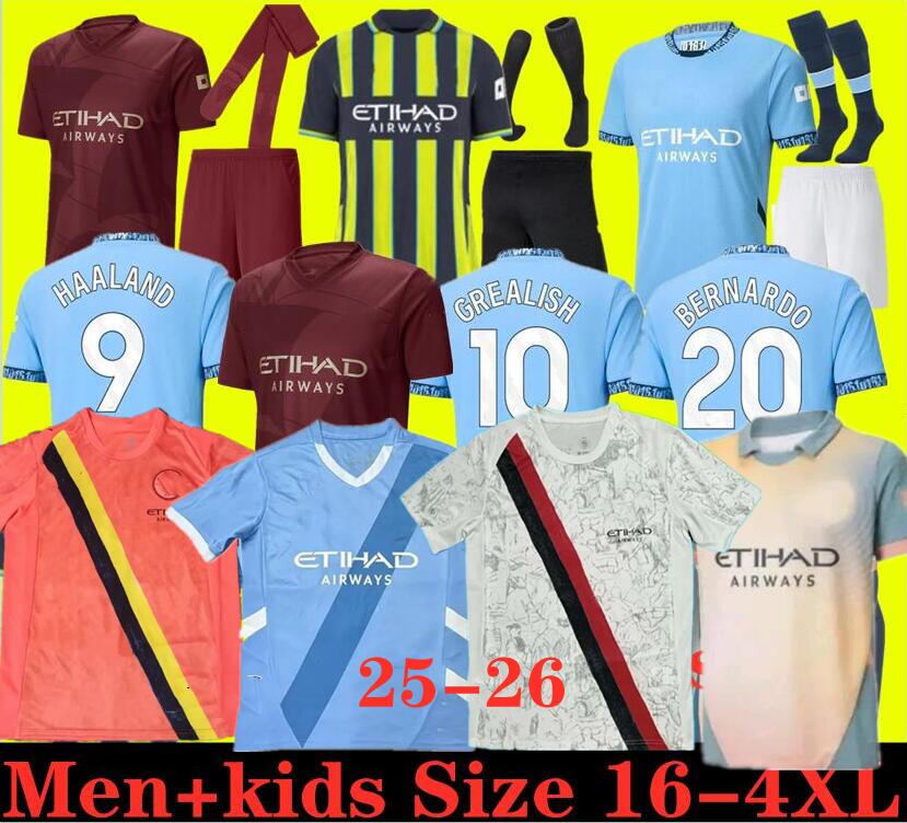 25 26 fans Player version HAALAND soccer jerseys DE BRUYNE KOVACIC FODEN 2025 2026 football shirt uniforms kids MAN City RODRIGO Manchestes Marmoush Nico Gonzalez