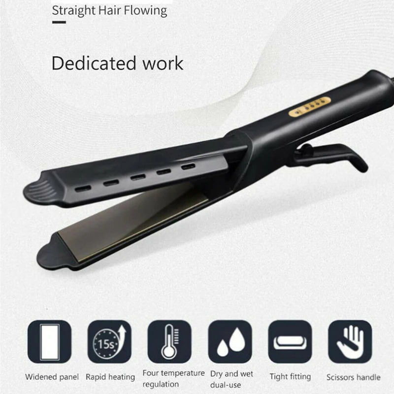 Hair Straightener Ceramic Tourmaline Ionic Flat Iron Hair Straightener Widen Panel For Women 250324