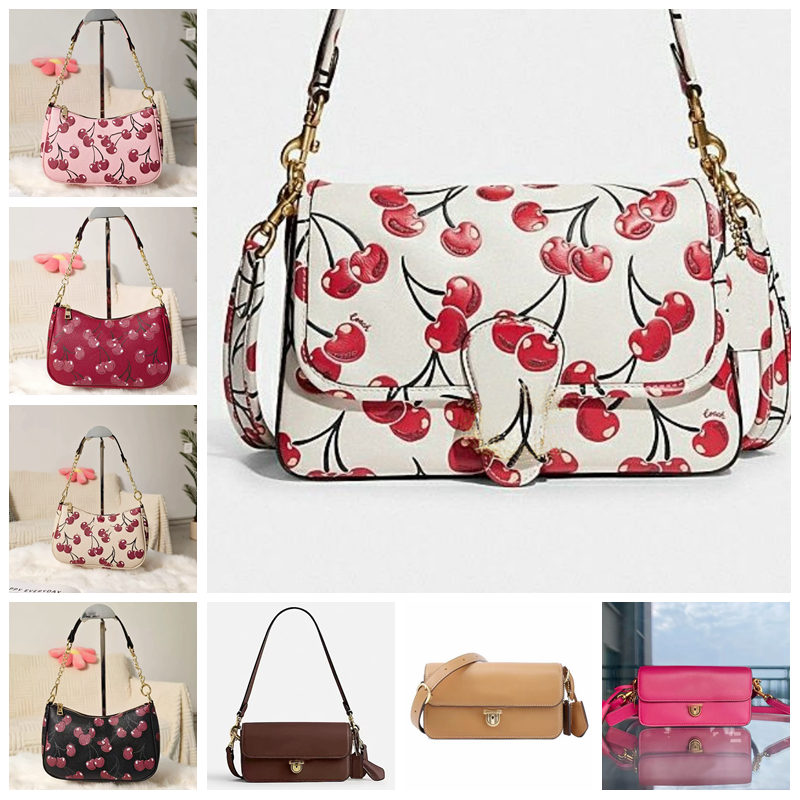 Designer Shoulder Bag Cherry Print Bags Luxury Handbag Tote Leather Baguette Emed Square Crossbody Fashion Satchel Bag