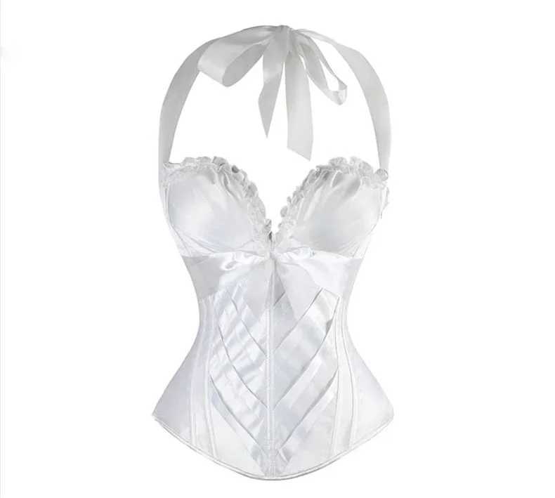 Burlesque Corsets and Bustiers sexy Cup Cprset Halter satin corset with shoulder straps plus size corset vest retro W250325