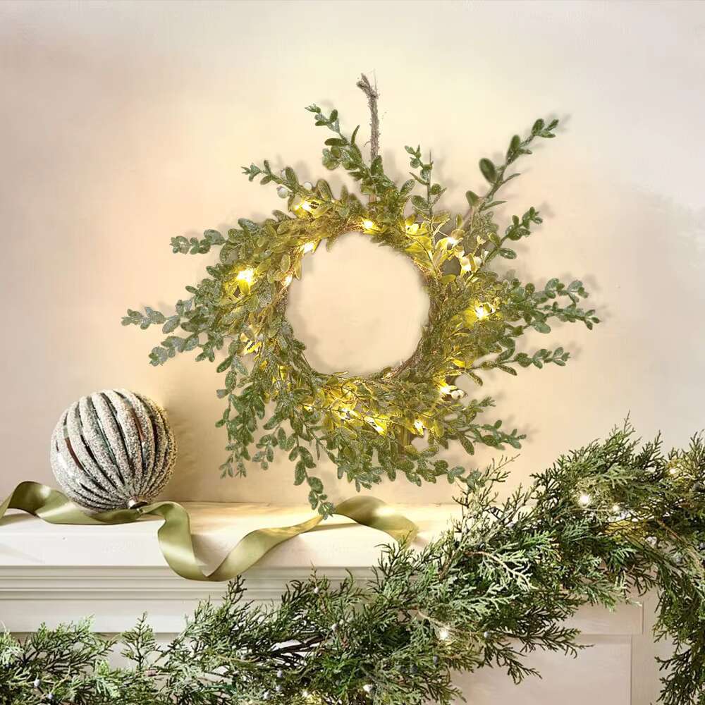 LED leaf wer wreath battery operation copper wire fairy string lights wedding party decoration