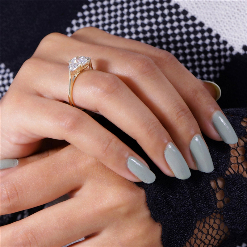 Jewelry 1.0 Carat Radiant Cut Lab Diamond Engagement Ring For Women 14K Real Gold Two Heart Wedding Womens Gold Ring Fashion Design HPHT Diamond