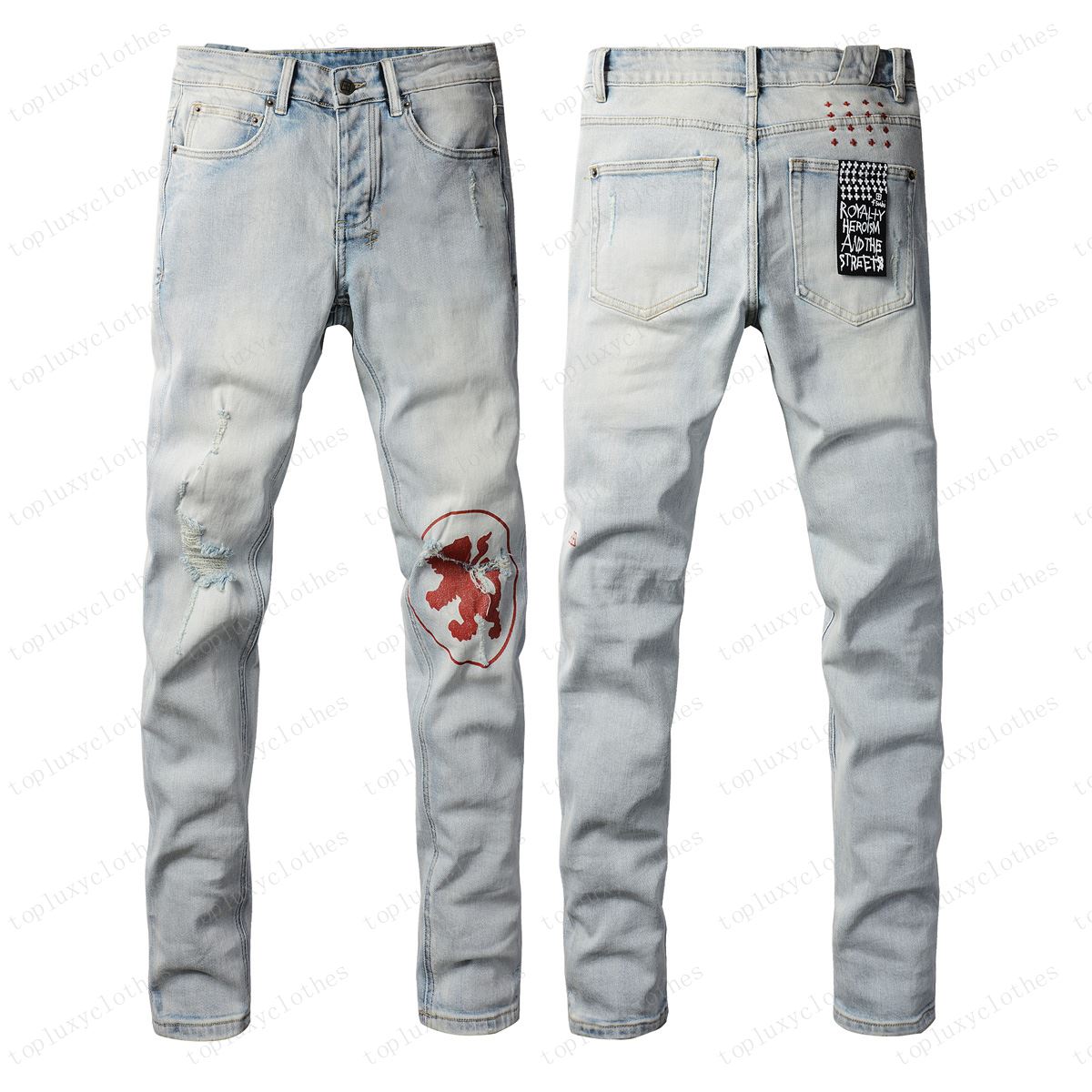 Designer Ksubi Jeans For Pants Mens Brand Jeans Men High-end Quality Straight Motorcycle Embroidery Retro Denim Biker Grey Paint High-End Quality Slim Fit Jeans Pants