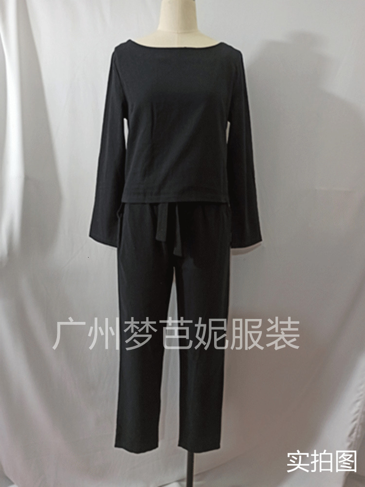 Women's Cotton En Autumn Cotton And Linen Casual Two-Piece Set