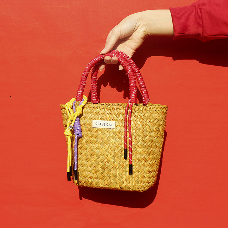 Straw Festive Wedding Bridesmaids Hand Gift Handbag Hand-woven Festival Company Annual Meeting Full Moon Hand Bag for Women