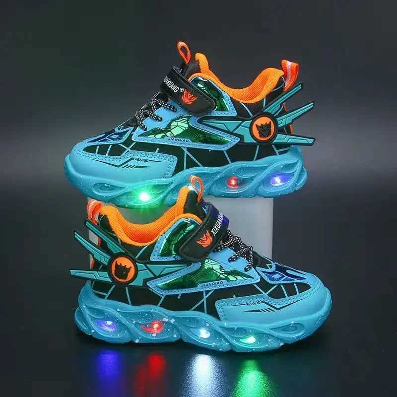 2025 Luminous With Lights Childrens Casual Shoes Retro Flash Walking Shoes Baby Girls Sports Shoes Basketball Shoes W250324