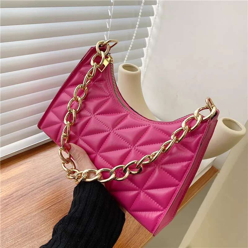 2025 New Women's Shoulder Collection Solid Color Trendy Underarm Chain Handbag Women's Designer Fashion Texture Shopping Bag5