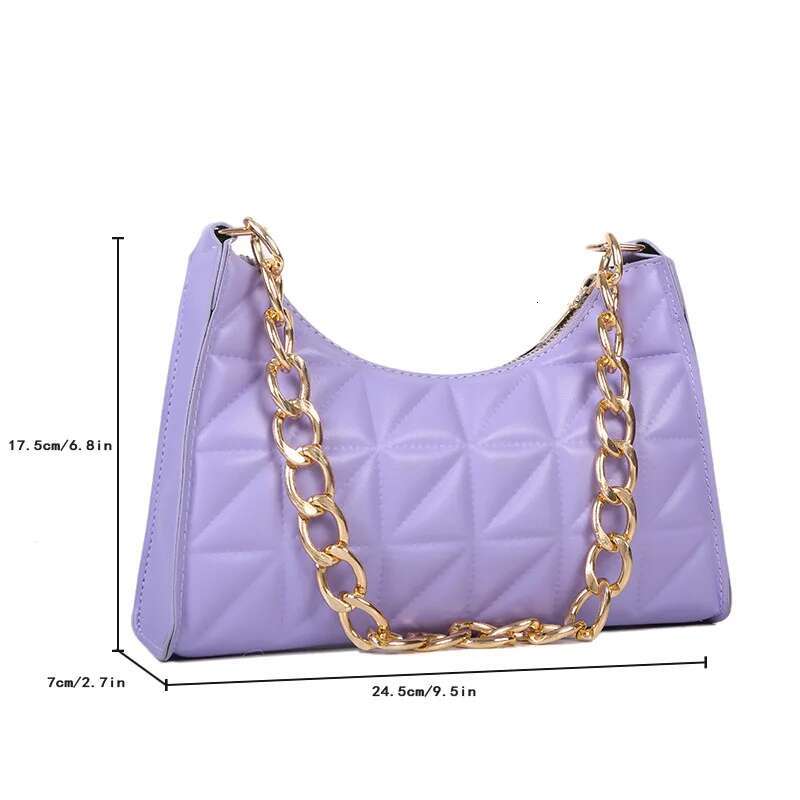 2025 New Women's Shoulder Collection Solid Color Trendy Underarm Chain Handbag Women's Designer Fashion Texture Shopping Bag5