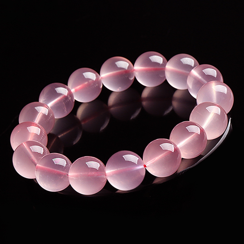 Natural Powder Loose Beads Madagascar Jelly Pink Crystals Bracelet Women Single Loop